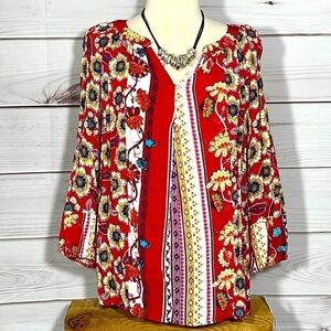 NWT Figueroa & Flower Floral Cherry Boho Top Size PXL
